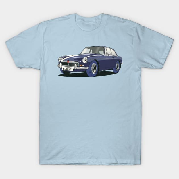 MGB GT Vintage Car in Blue T-Shirt by Webazoot